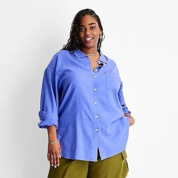 ✨future collective x target blue/purple long sleeve button down shirt✨ - Picture 2 of 8